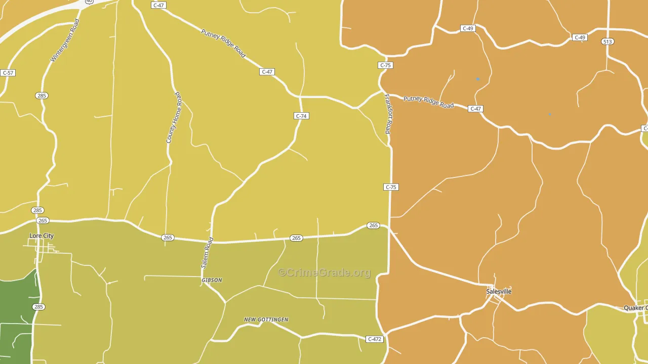 Salesville, OH Map of Vandalism Rates