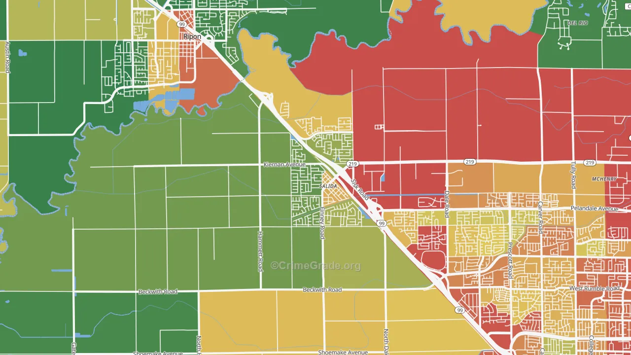 Salida, CA Map of Vandalism Rates