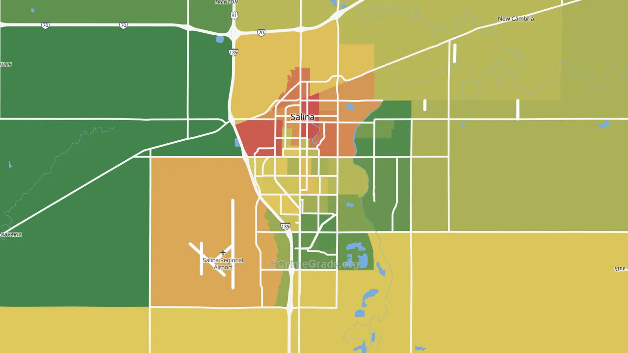 Salina, KS Map of Vandalism Rates
