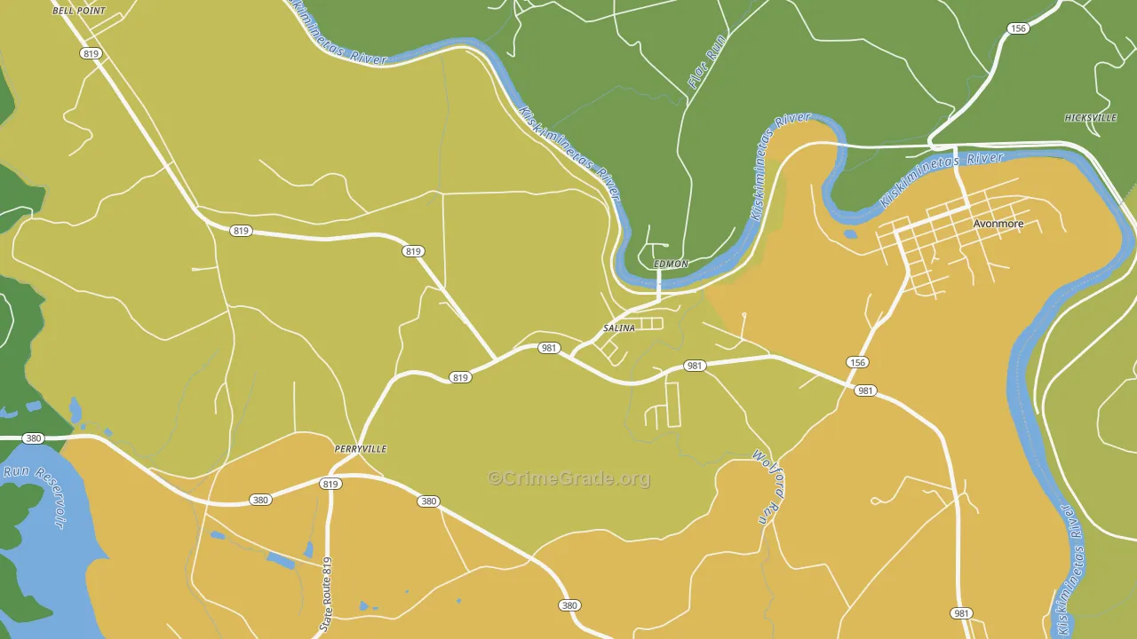 Salina, PA Map of Vandalism Rates