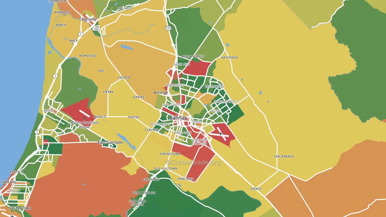 Salinas, CA Map of Vandalism Rates