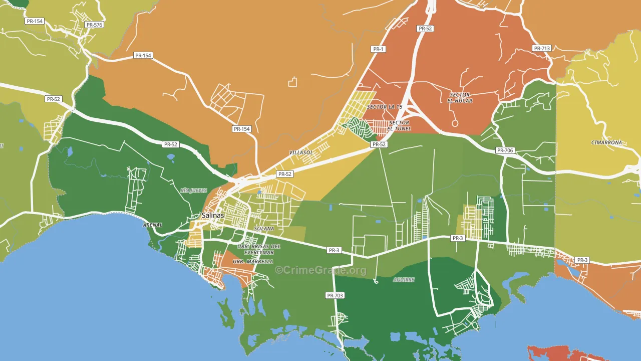 Salinas, PR Map of Vandalism Rates