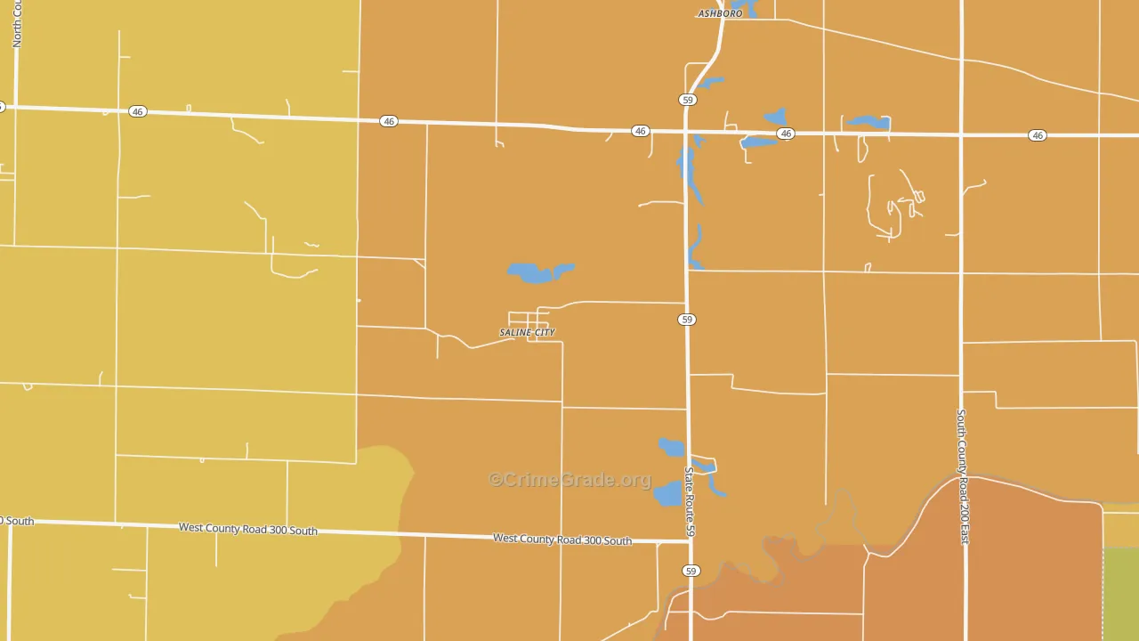 Saline City, IN Map of Vandalism Rates