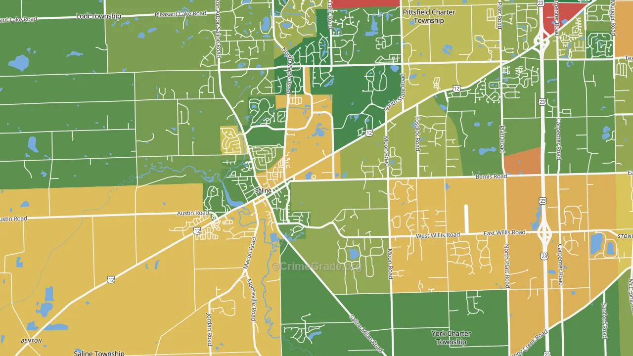 Saline, MI Map of Vandalism Rates