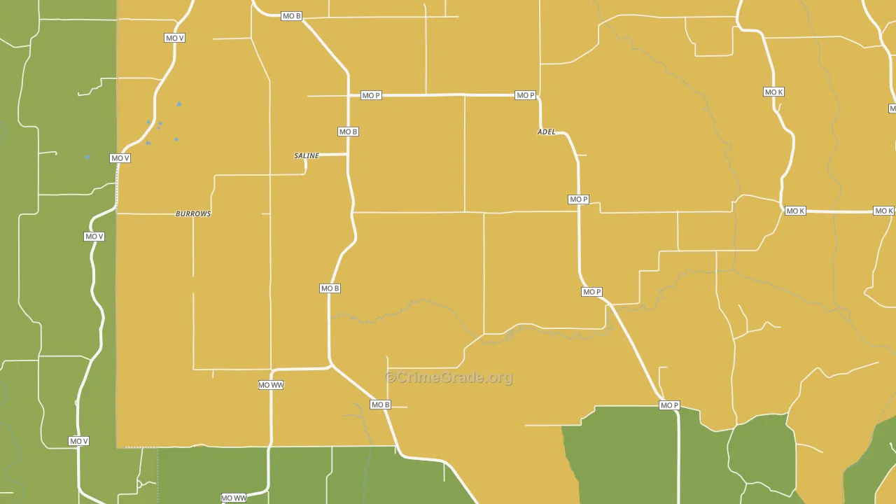 Saline, MO Map of Vandalism Rates