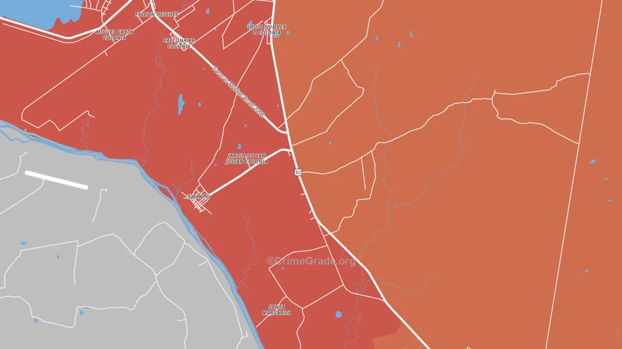 Salineno, TX Map of Vandalism Rates