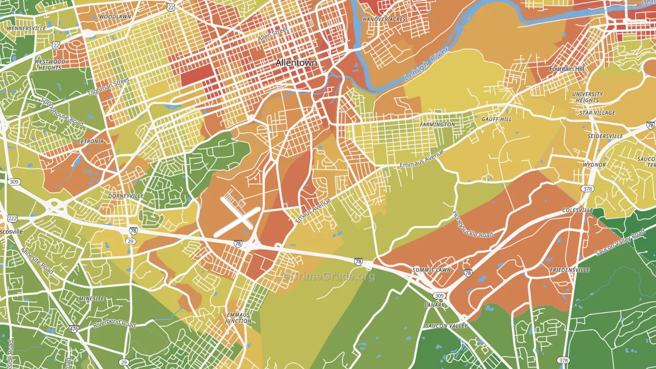 salisbury, Allentown, PA Map of Vandalism Rates