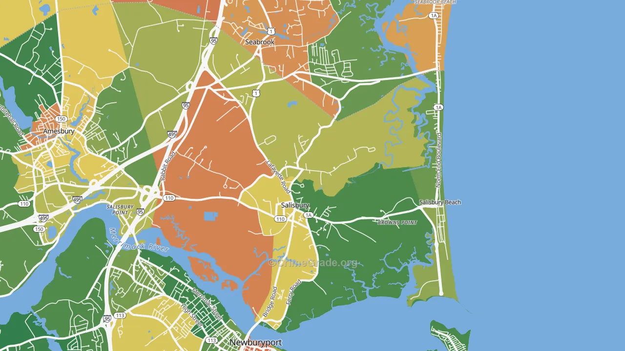 Salisbury, MA Map of Vandalism Rates