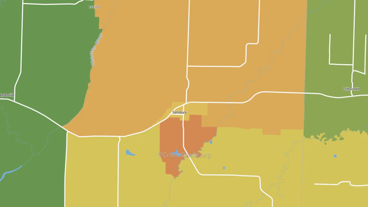 Salisbury, MO Map of Vandalism Rates