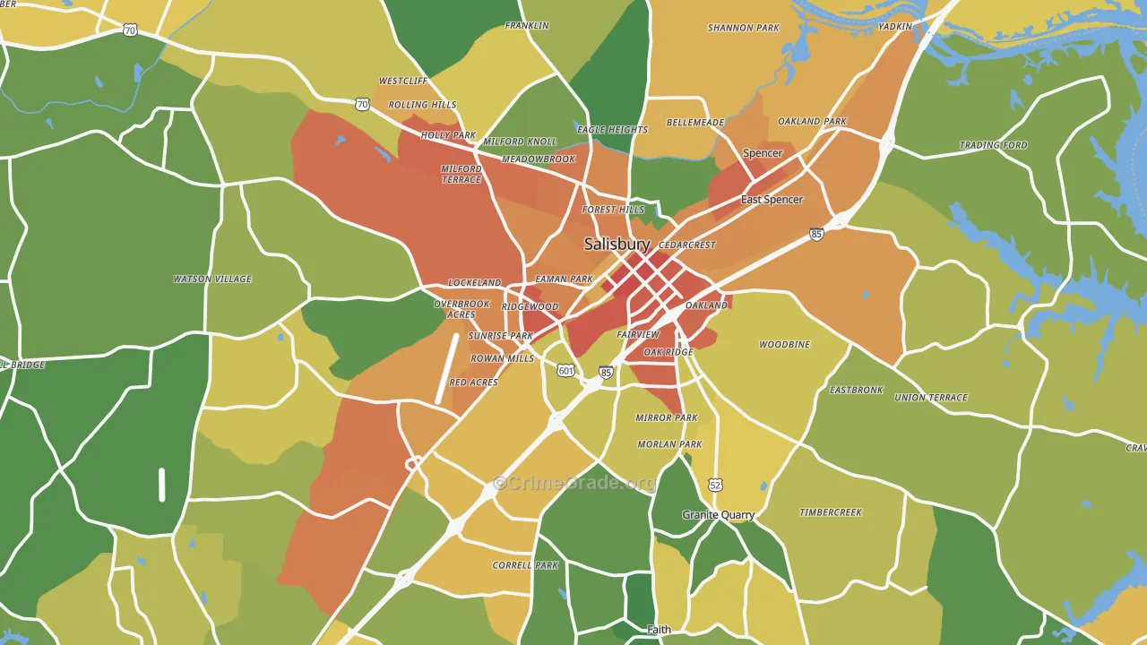 Salisbury, NC Map of Vandalism Rates