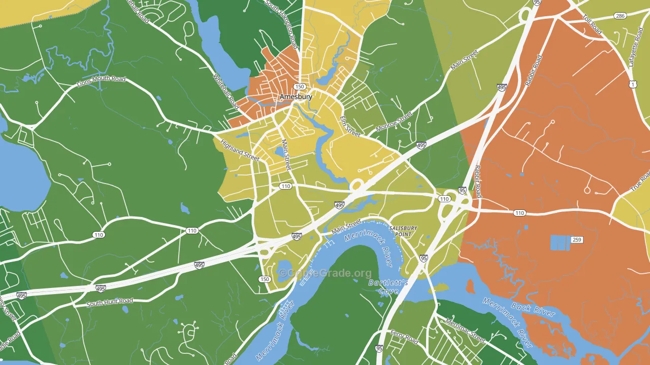 Salisbury Point, Amesbury Town, MA Map of Vandalism Rates