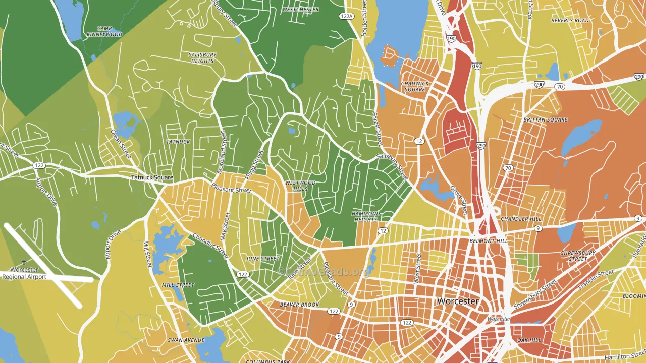 Salisbury Street, Worcester, MA Map of Vandalism Rates