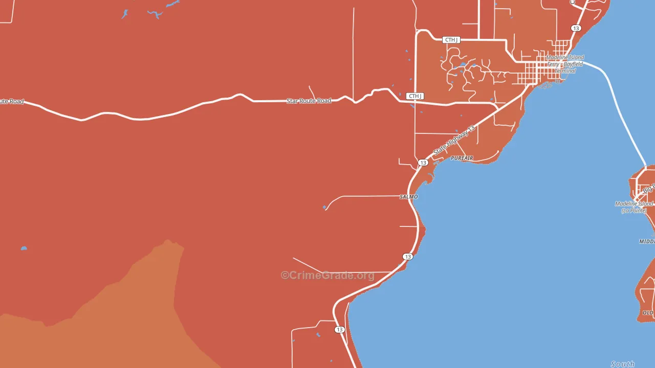 Salmo, WI Map of Vandalism Rates