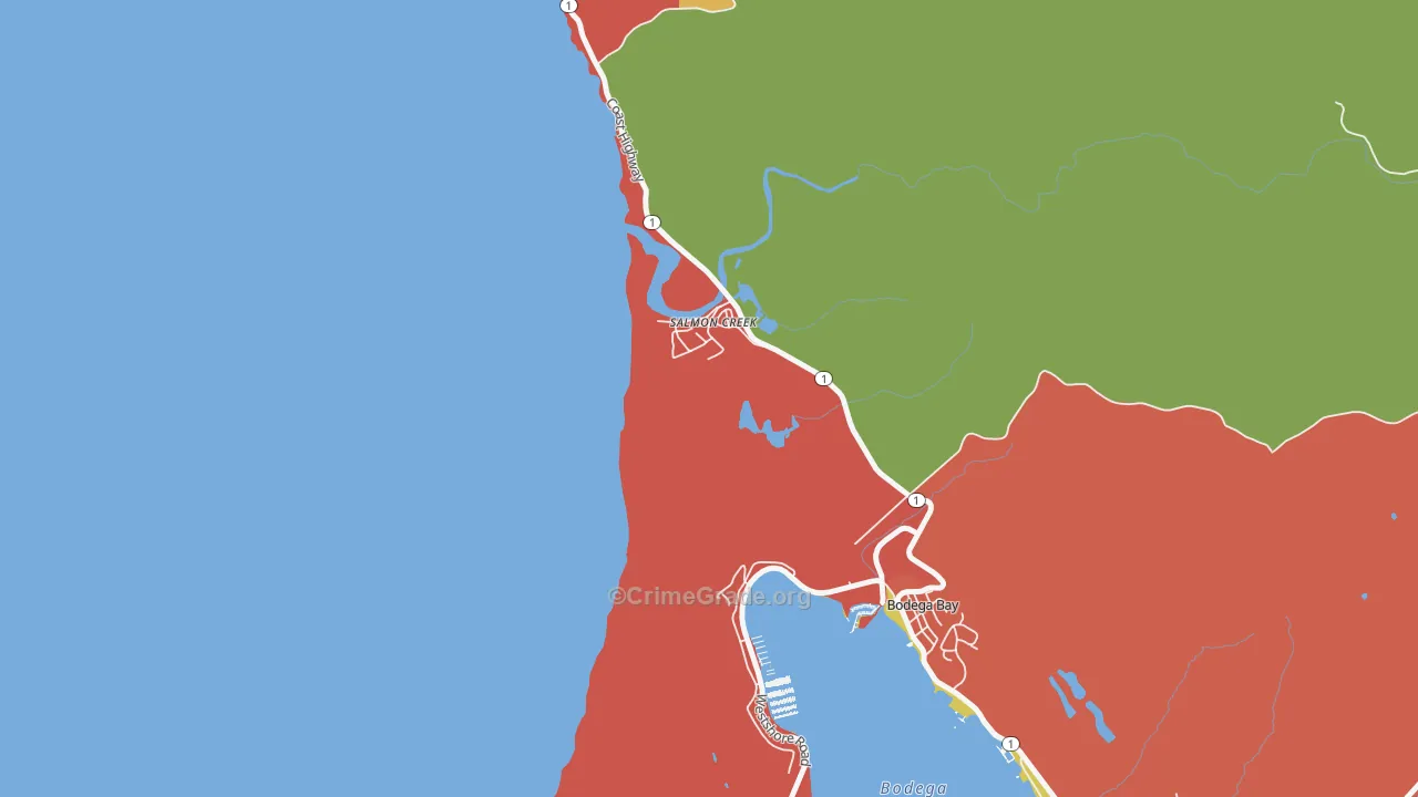 Salmon Creek, CA Map of Vandalism Rates