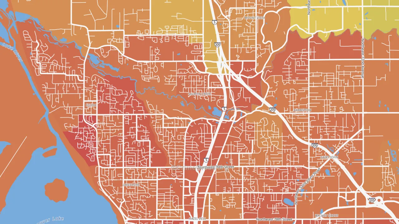 Salmon Creek, WA Map of Vandalism Rates
