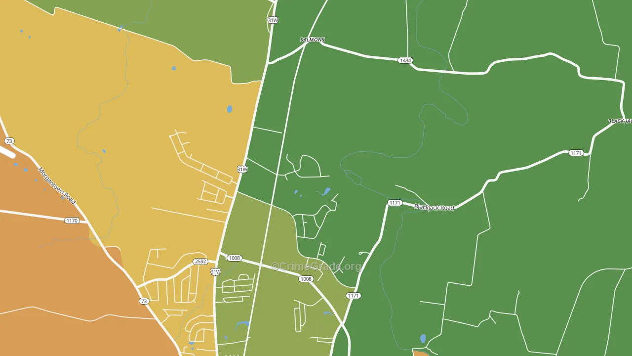Salmon, KY Map of Vandalism Rates