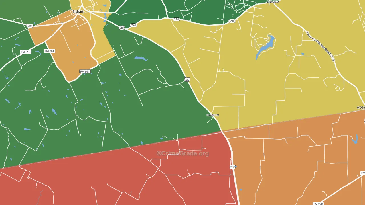 Salmon, TX Map of Vandalism Rates