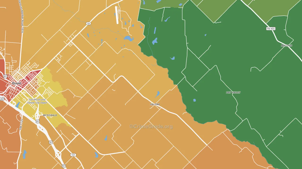 Salona, TX Map of Vandalism Rates