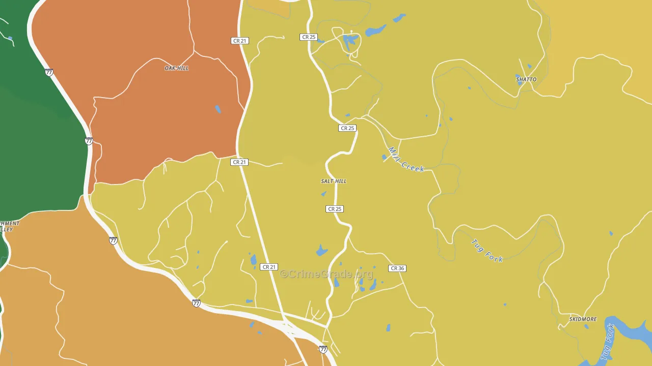 Salt Hill, WV Map of Vandalism Rates