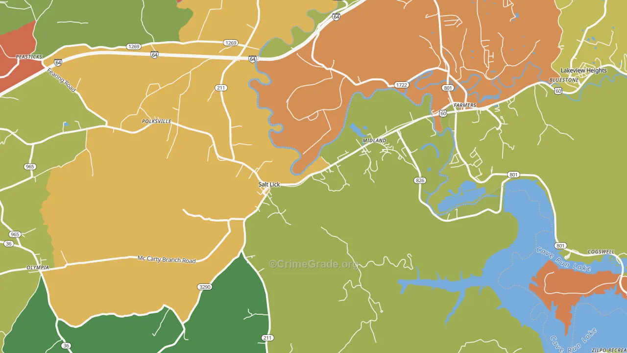 Salt Lick, KY Map of Vandalism Rates