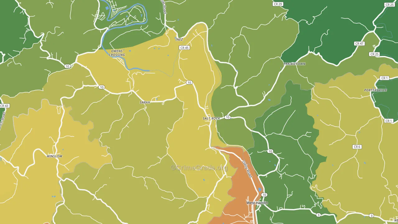 Salt Rock, WV Map of Vandalism Rates