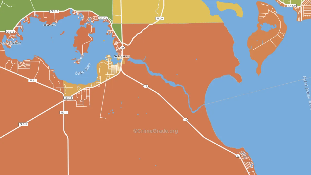 Salt Springs, FL Map of Vandalism Rates