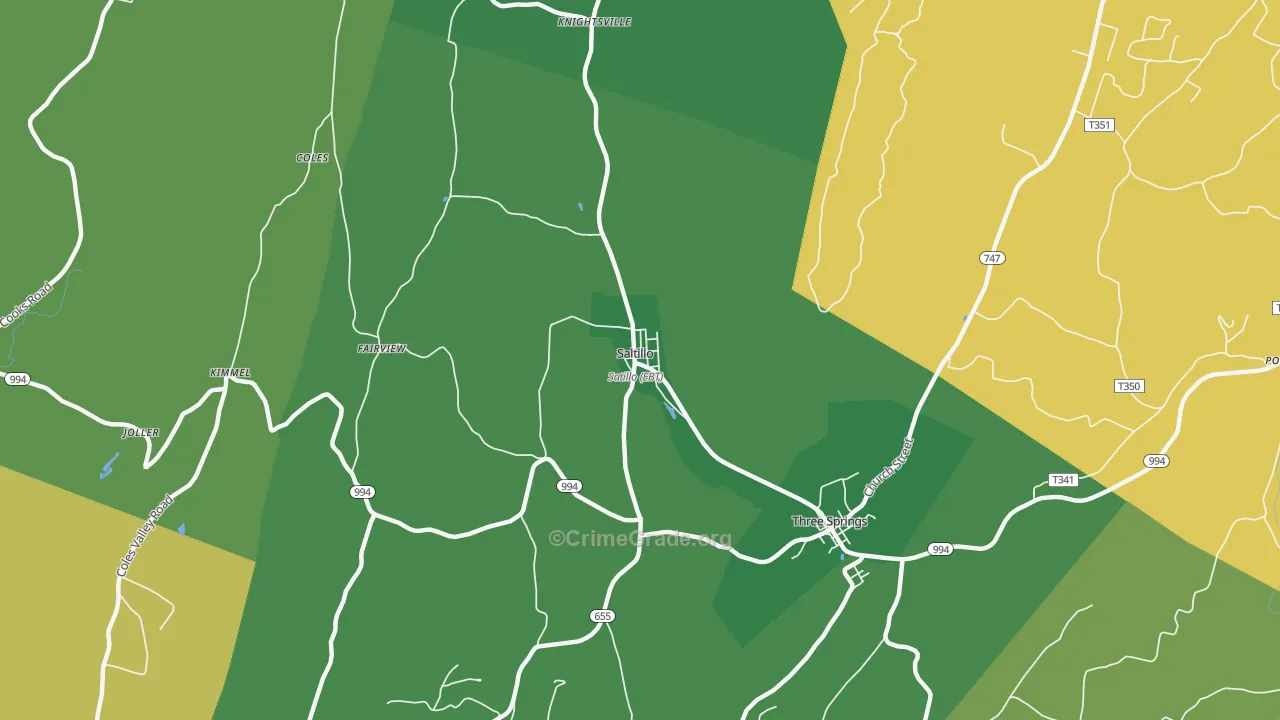 Saltillo, PA Map of Vandalism Rates