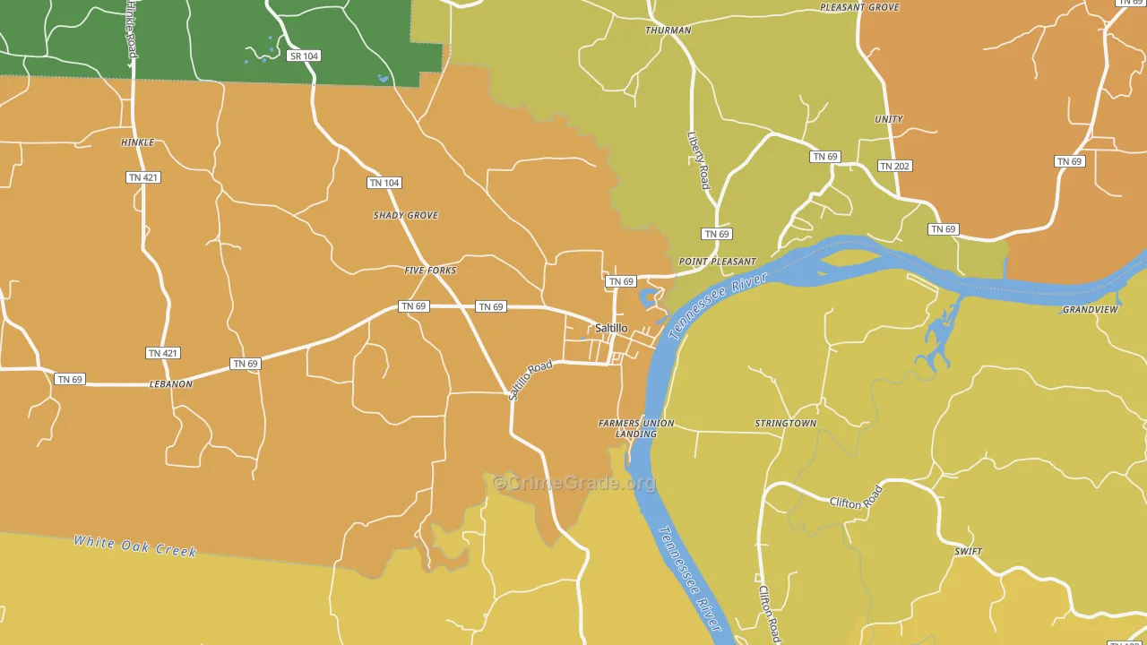 Saltillo, TN Map of Vandalism Rates
