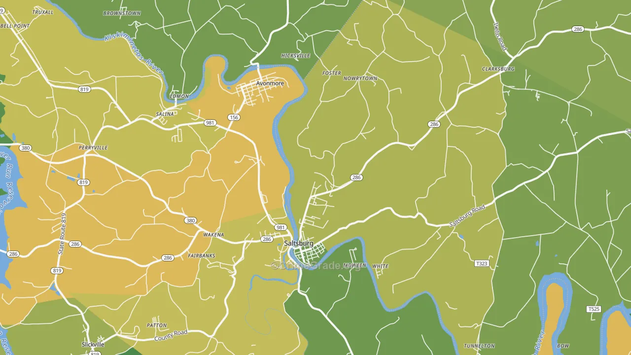 Saltsburg, PA Map of Vandalism Rates