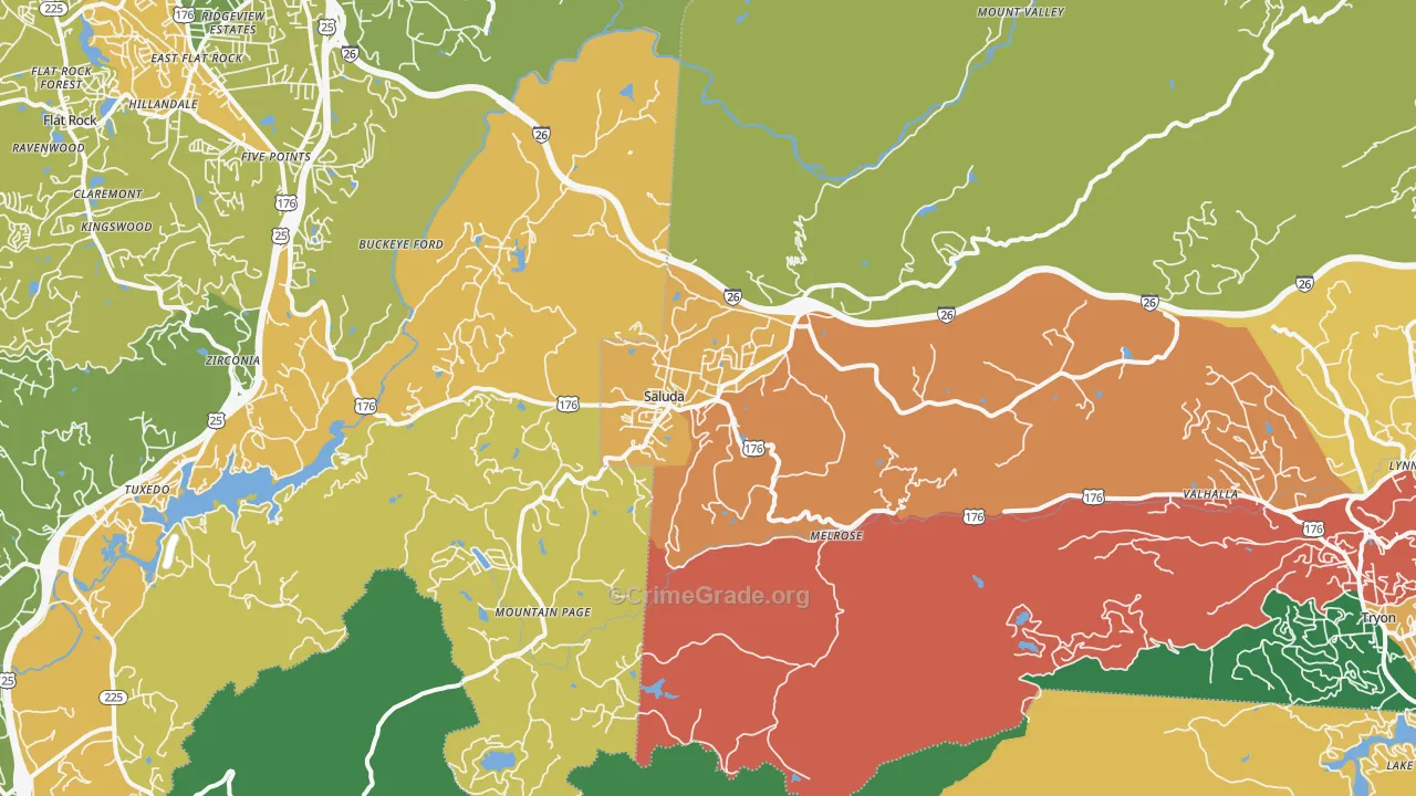 Saluda, NC Map of Vandalism Rates
