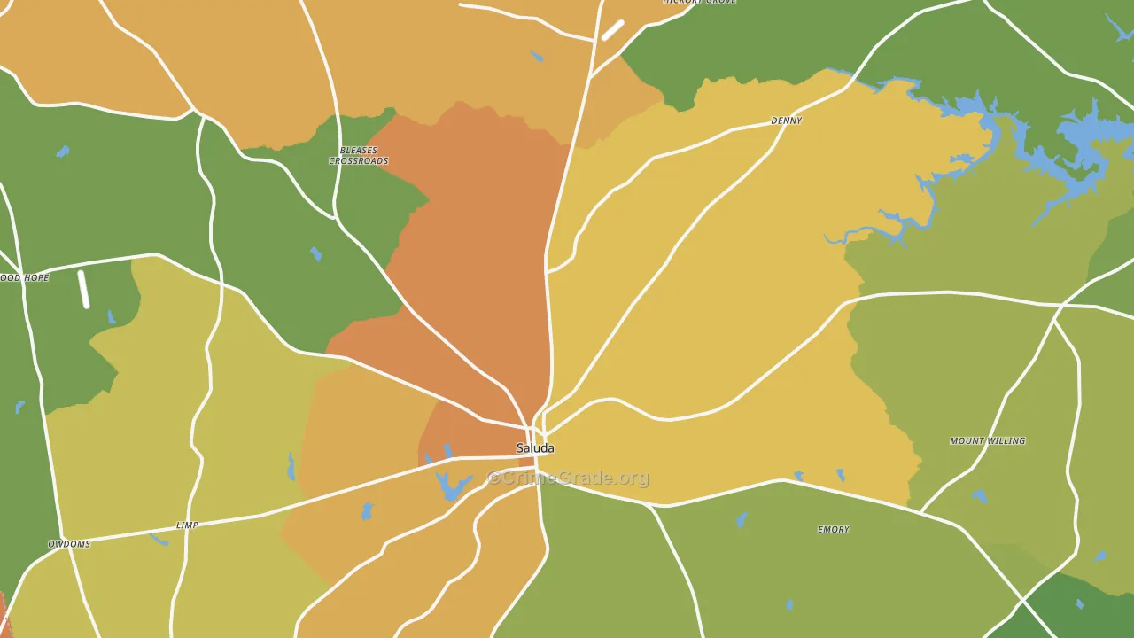 Saluda, SC Map of Vandalism Rates