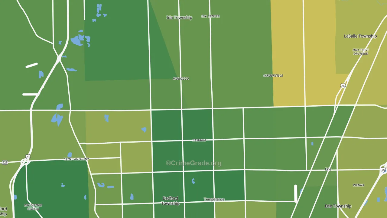 Samaria, MI Map of Vandalism Rates