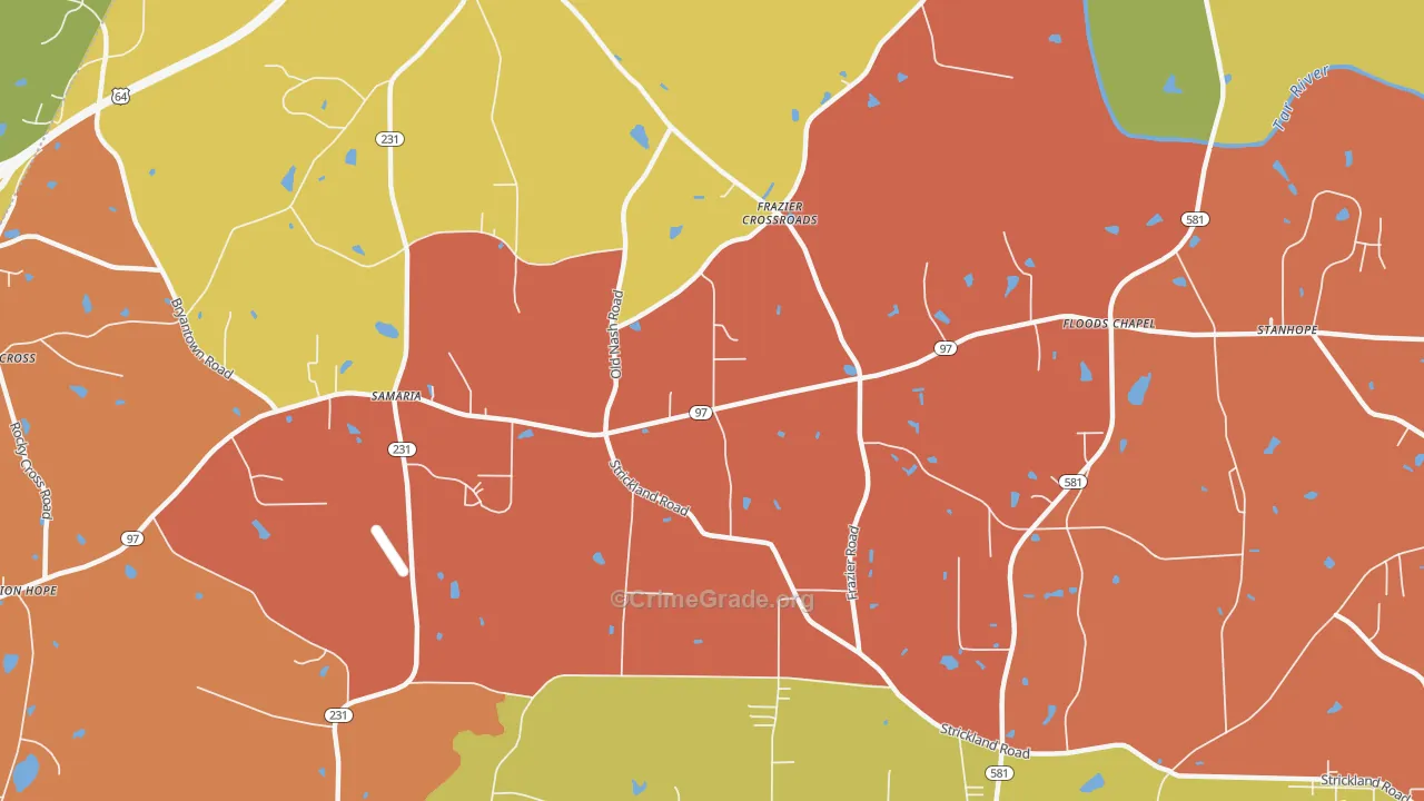 Samaria, NC Map of Vandalism Rates