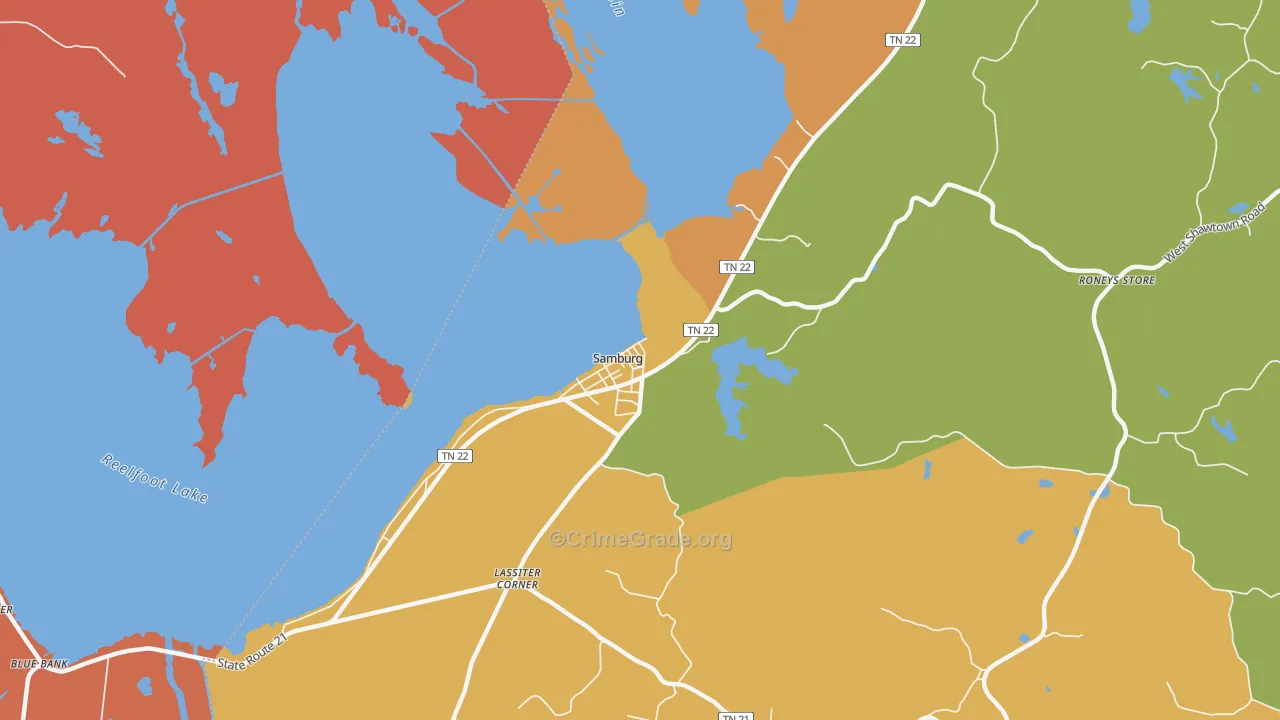 Samburg, TN Map of Vandalism Rates