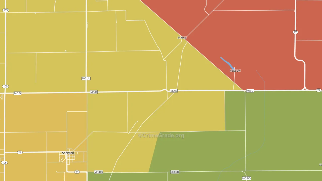 Samos, MO Map of Vandalism Rates
