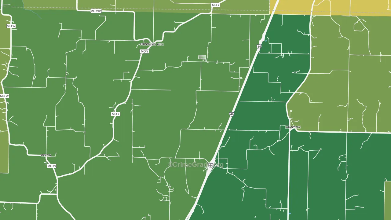 Sampson, MO Map of Vandalism Rates
