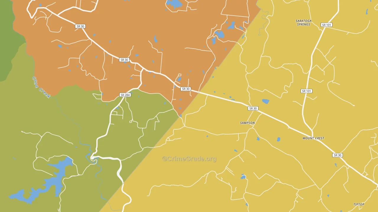 Sampson, TN Map of Vandalism Rates