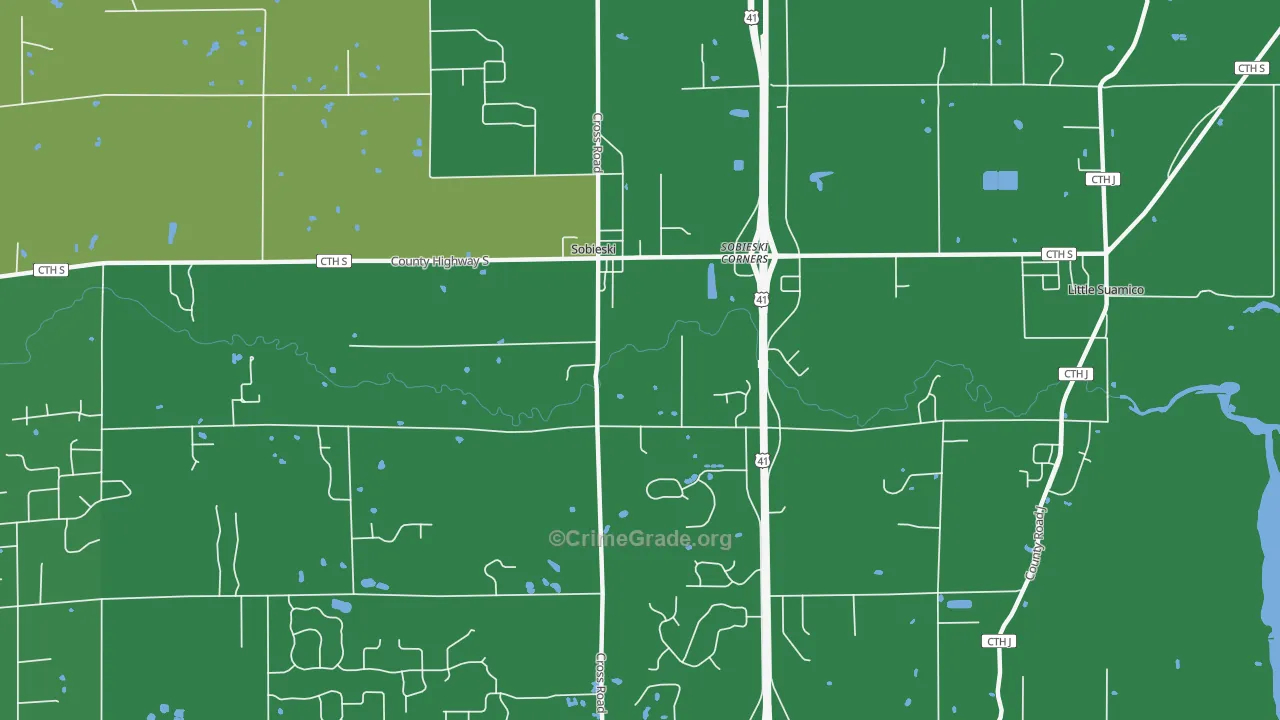 Sampson, WI Map of Vandalism Rates