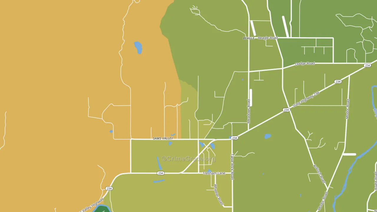 Sams Valley, OR Map of Vandalism Rates
