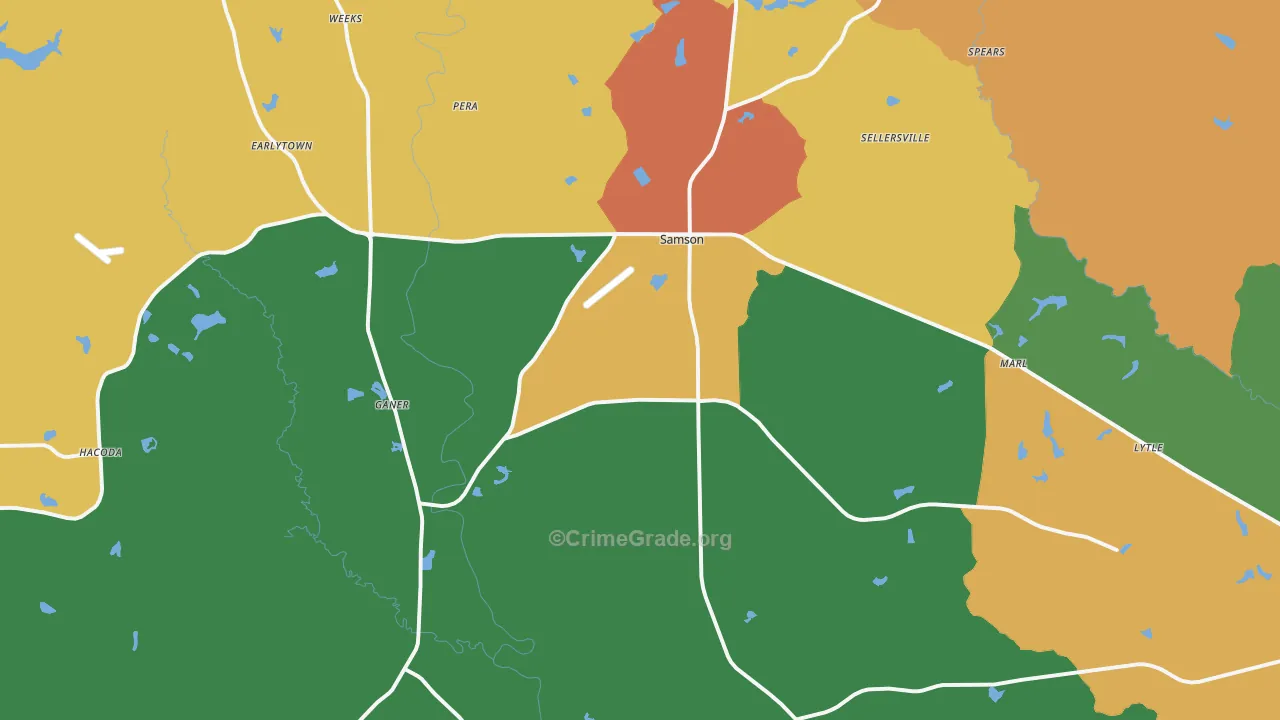 Samson, AL Map of Vandalism Rates