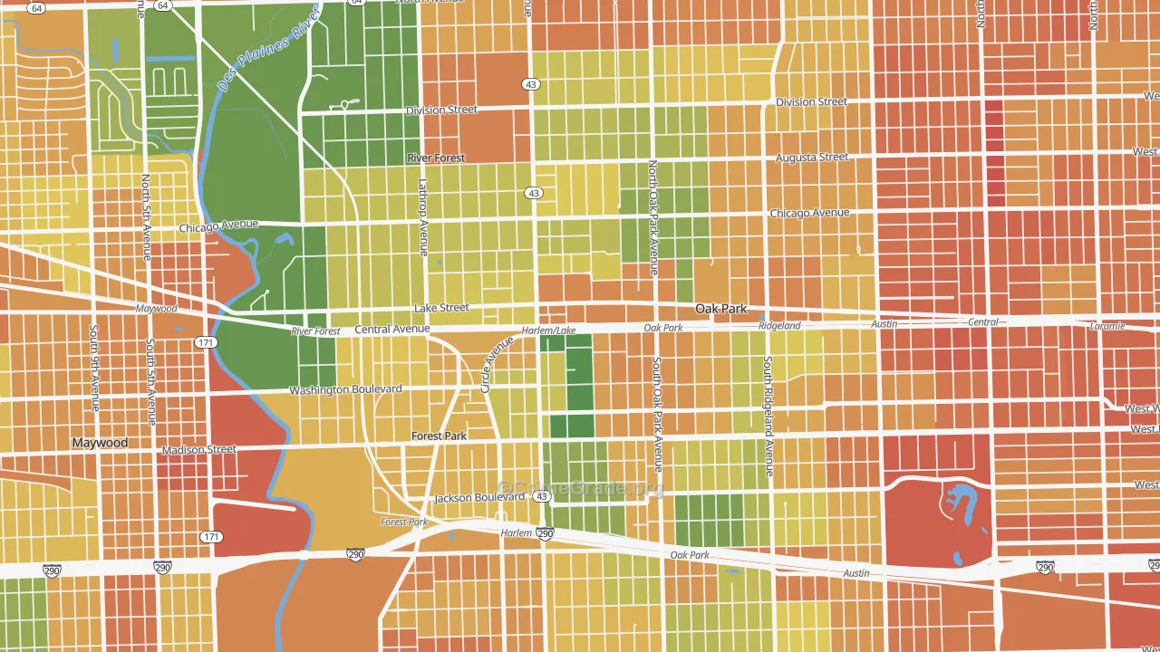 Samuel A Rothermel, Oak Park, IL Map of Vandalism Rates