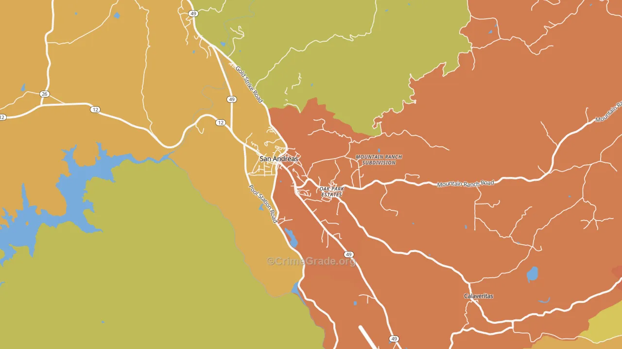 San Andreas, CA Map of Vandalism Rates