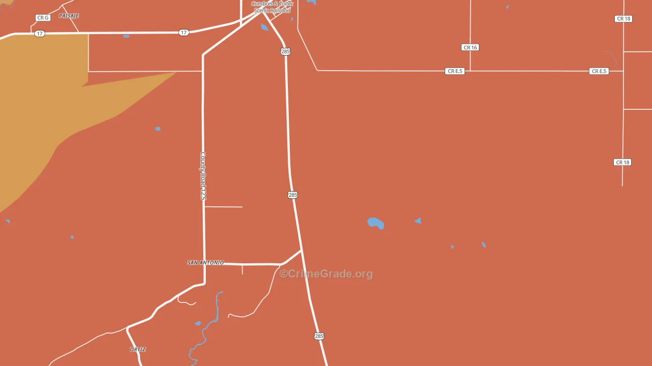 San Antonio, CO Map of Vandalism Rates
