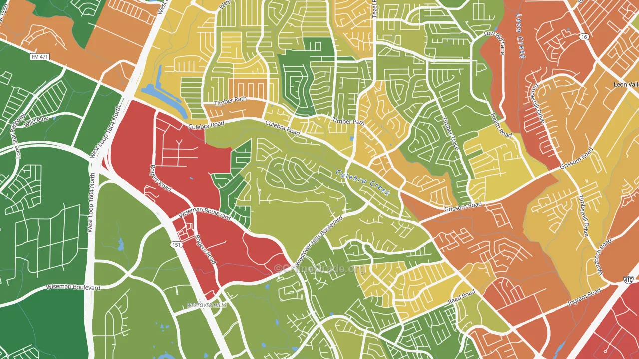 San Antonio Creekside, San Antonio, TX Map of Vandalism Rates