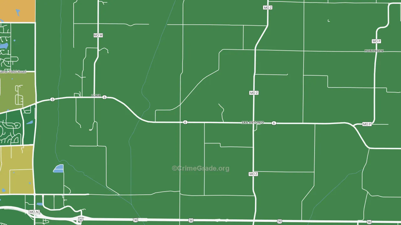 San Antonio, MO Map of Vandalism Rates