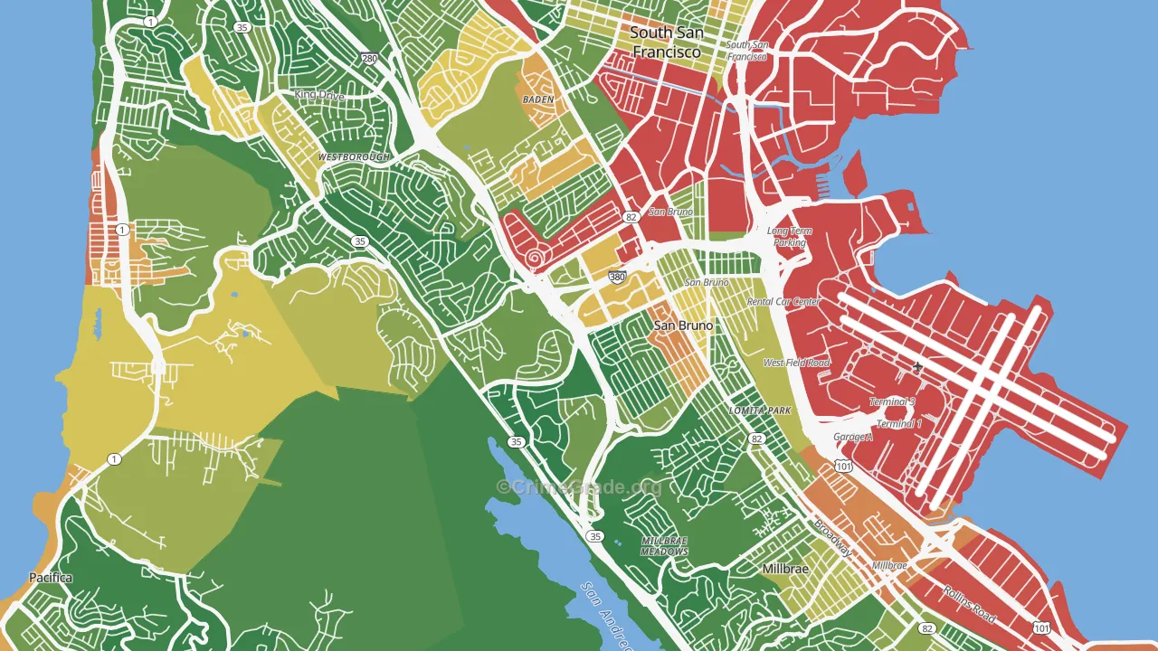 San Bruno, CA Map of Vandalism Rates