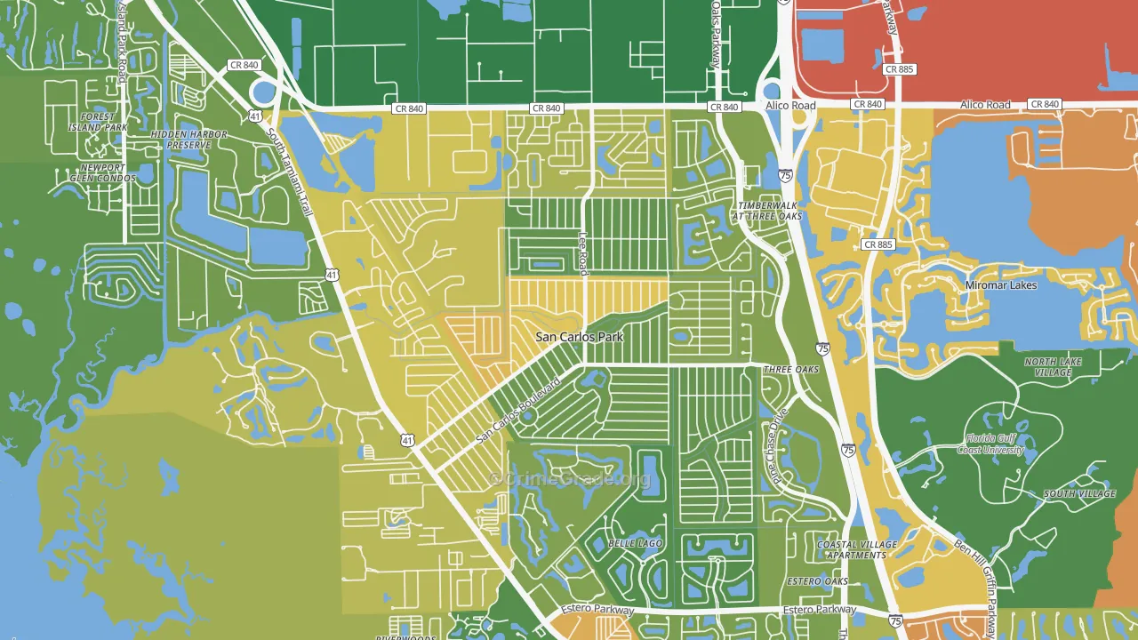 San Carlos Park, FL Map of Vandalism Rates