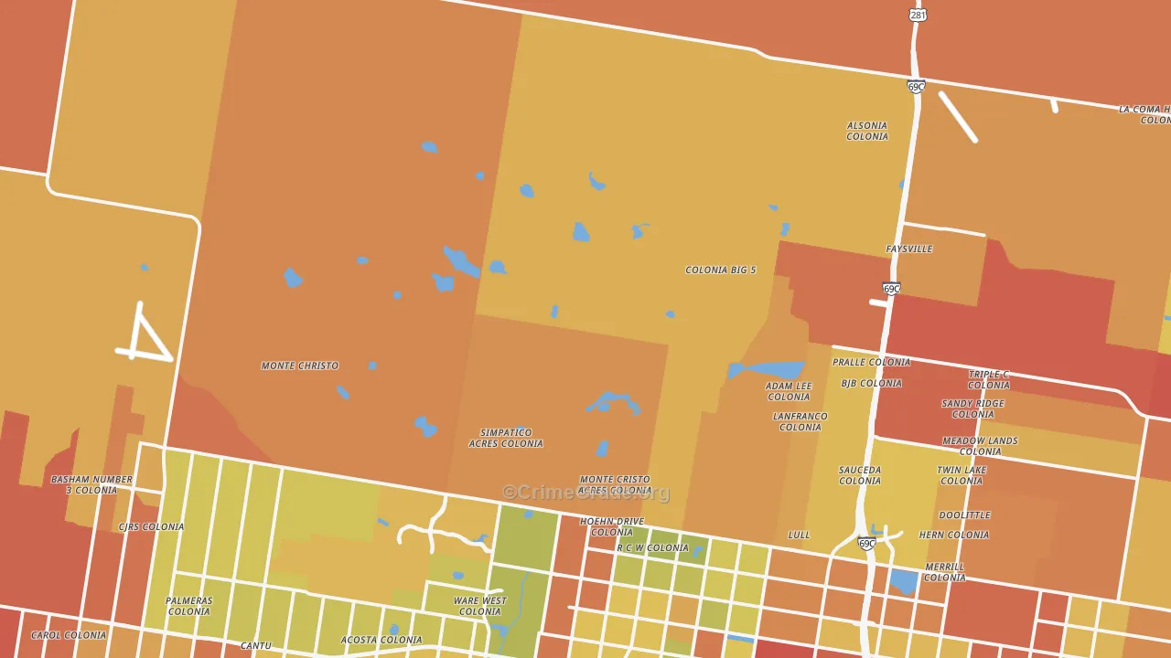 San Carlos, TX Map of Vandalism Rates