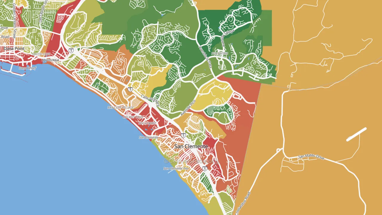 San Clemente, CA Map of Vandalism Rates