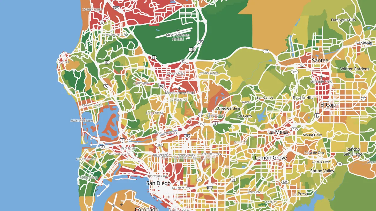 San Diego, CA Map of Vandalism Rates